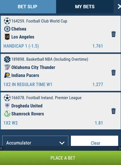 Coupon in the 1xBet mobile app