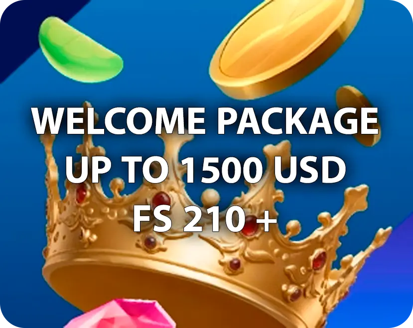 Welcome package up to 1500 USD + 210 FS
