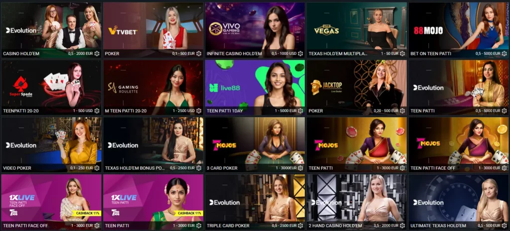 Live Poker at 1xBet