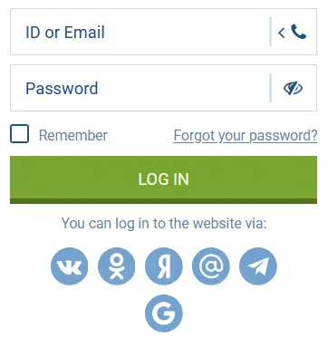 Log In Menu