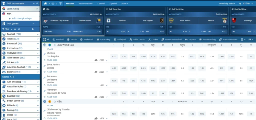 Sports for Betting at 1xBet