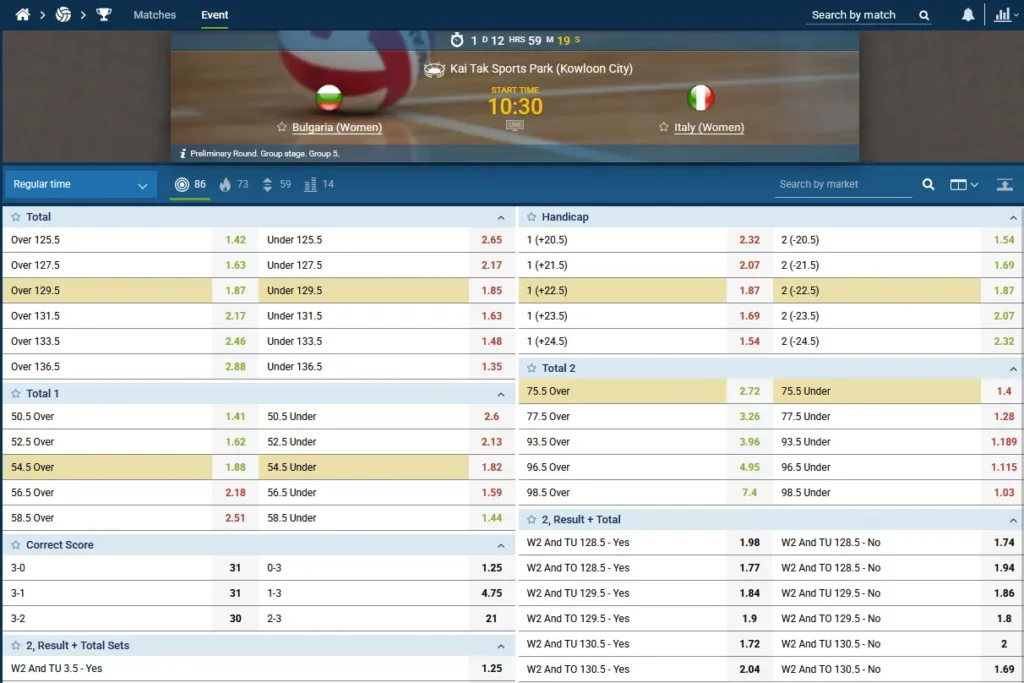 Volleyball Betting at 1xBet
